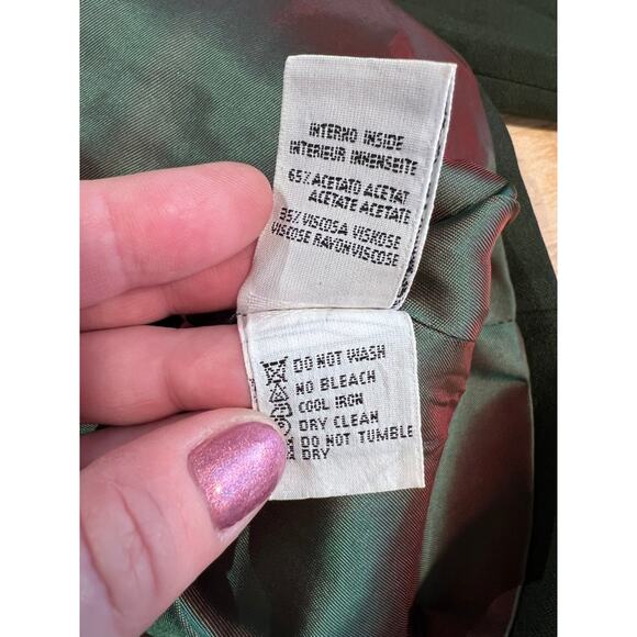 Vtg UCoB United Colors Of Benetton Italy 100% Wool 4 Button Blazer Size 38 Green - Picture 10 of 11